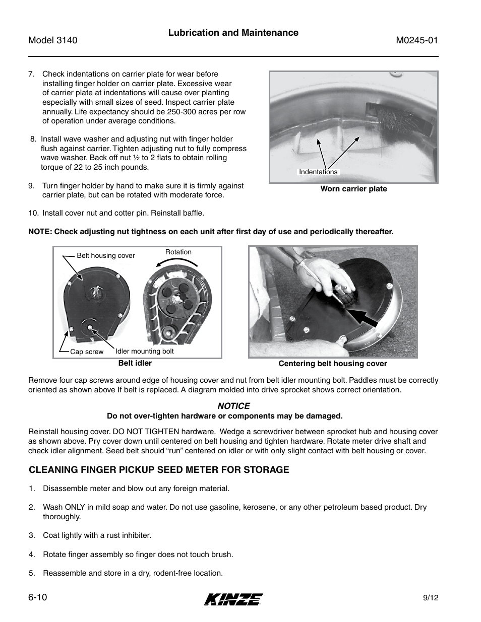 Cleaning finger pickup seed meter for storage, Cleaning finger pickup seed meter for storage -10 | Kinze 3140 Stack Fold Planter Rev. 7/14 User Manual | Page 116 / 150