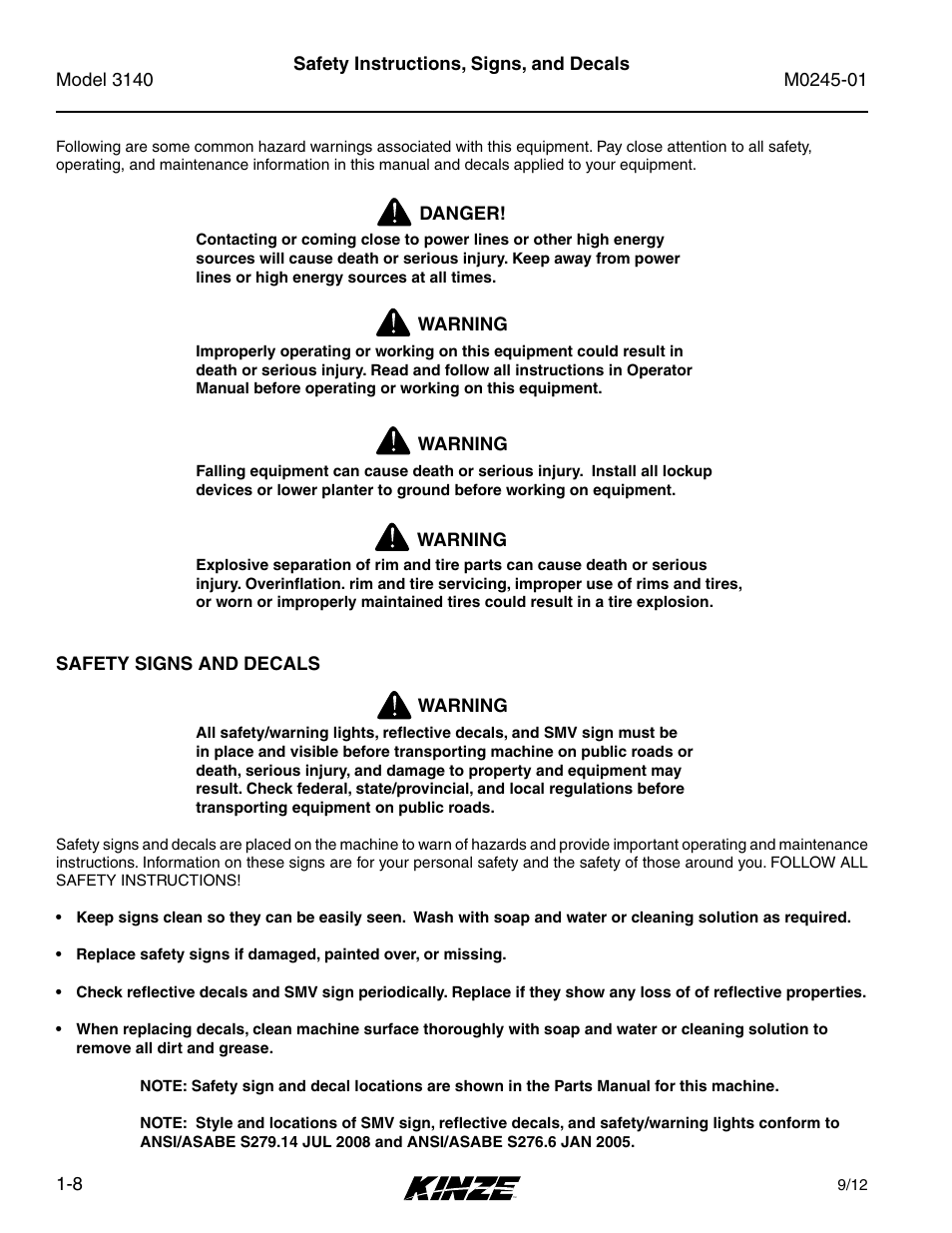 Kinze 3140 Stack Fold Planter Rev. 7/14 User Manual | Page 14 / 150