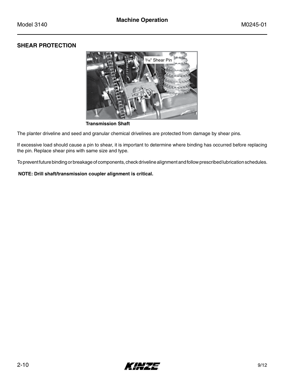 Shear protection, Shear protection -10 | Kinze 3140 Stack Fold Planter Rev. 7/14 User Manual | Page 24 / 150