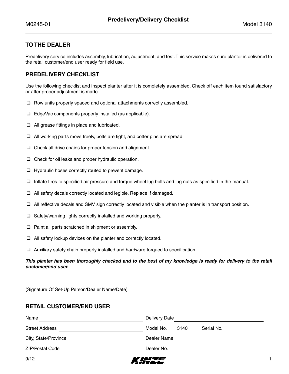 Kinze 3140 Stack Fold Planter Rev. 7/14 User Manual | Page 5 / 150