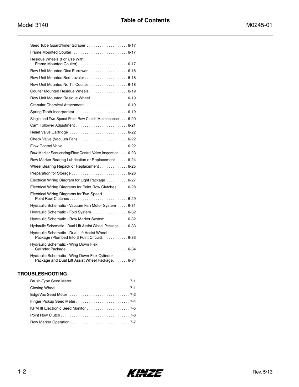 Kinze 3140 Stack Fold Planter Rev. 7/14 User Manual | Page 8 / 150