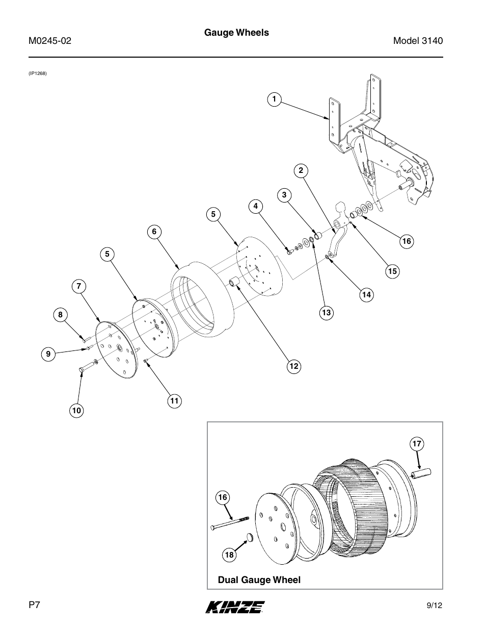 Gauge wheels, Dual gauge wheel | Kinze 3140 Stack Fold Planter Rev. 5/14 User Manual | Page 10 / 136