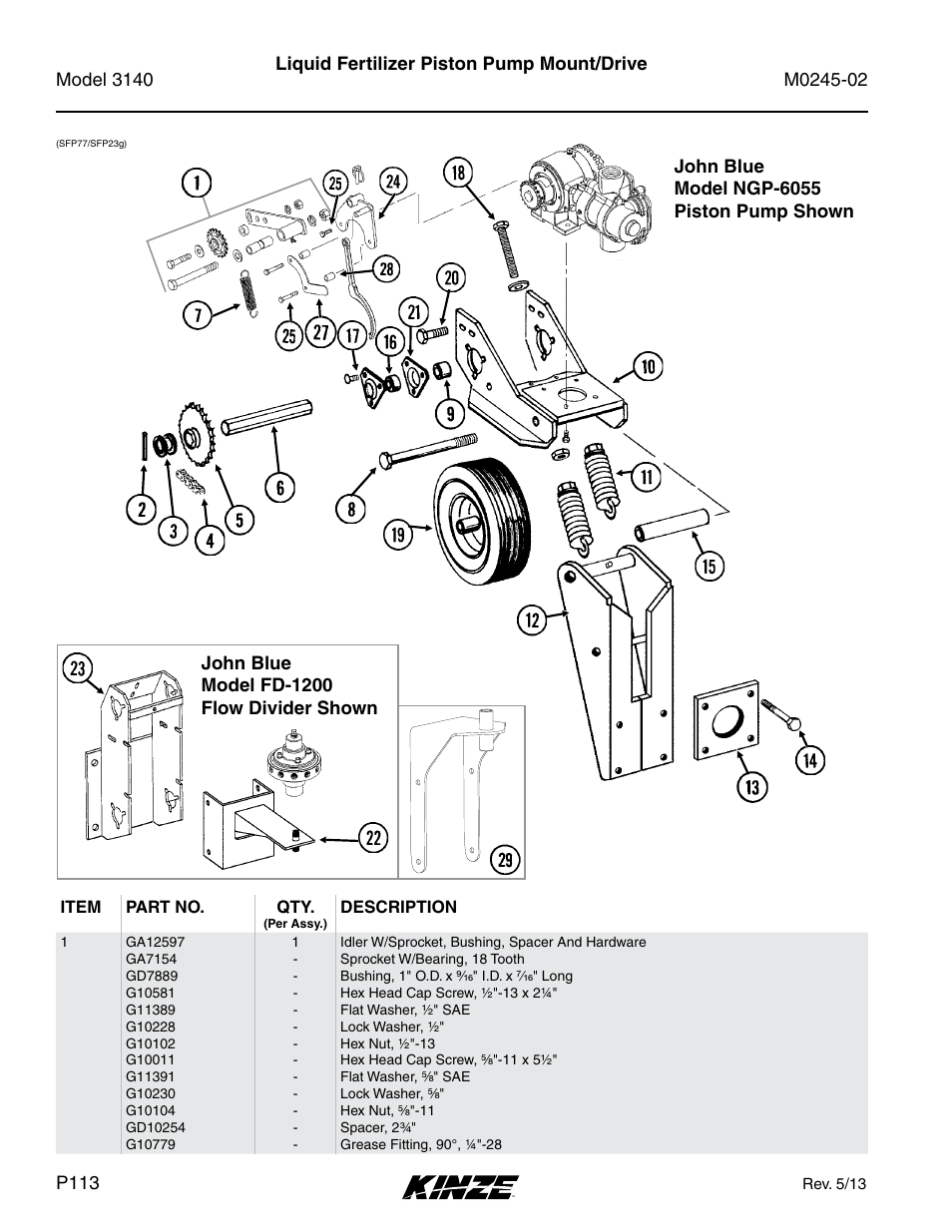 Fertilizer, Liquid fertilizer piston pump mount/drive | Kinze 3140 Stack Fold Planter Rev. 5/14 User Manual | Page 116 / 136