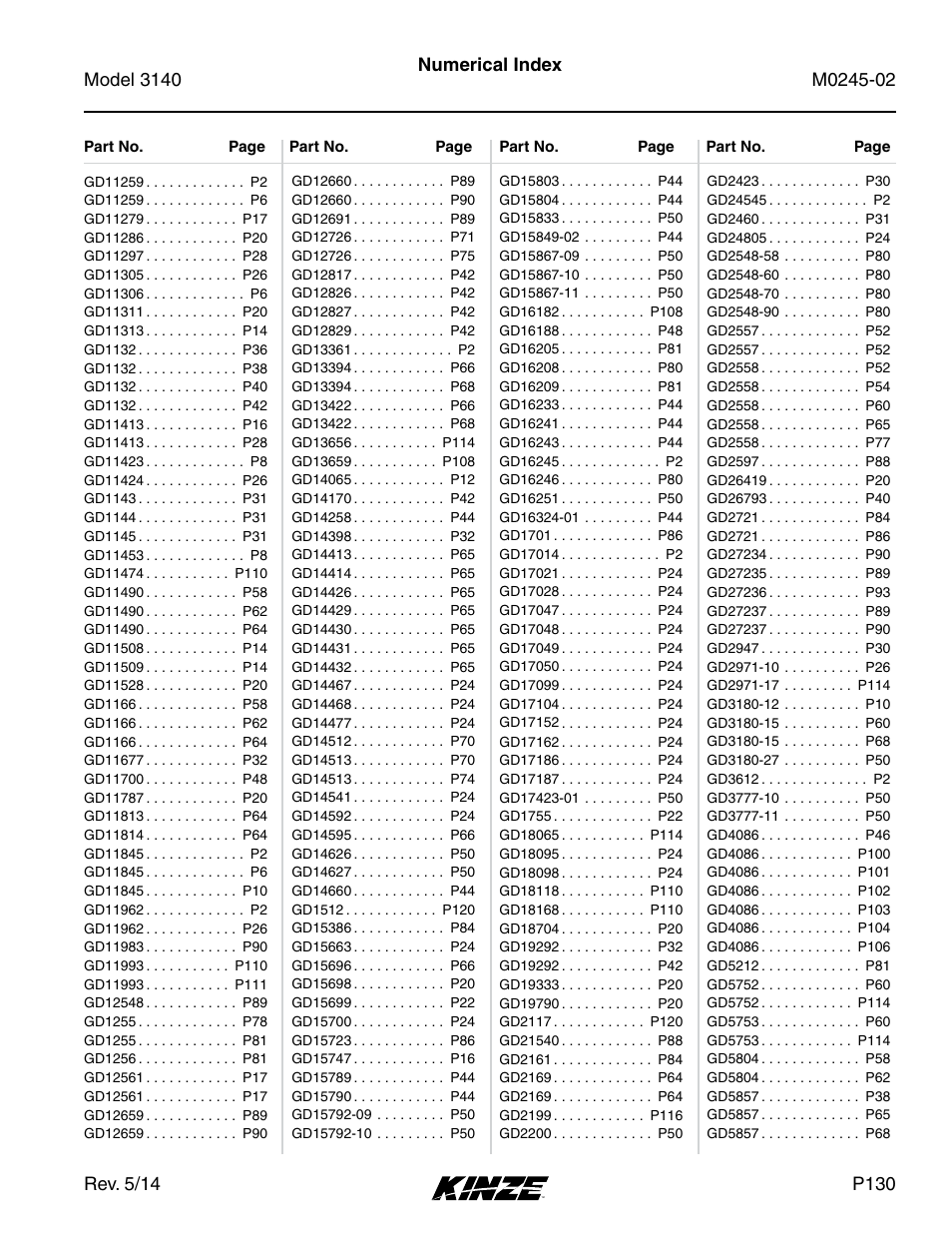 Kinze 3140 Stack Fold Planter Rev. 5/14 User Manual | Page 133 / 136
