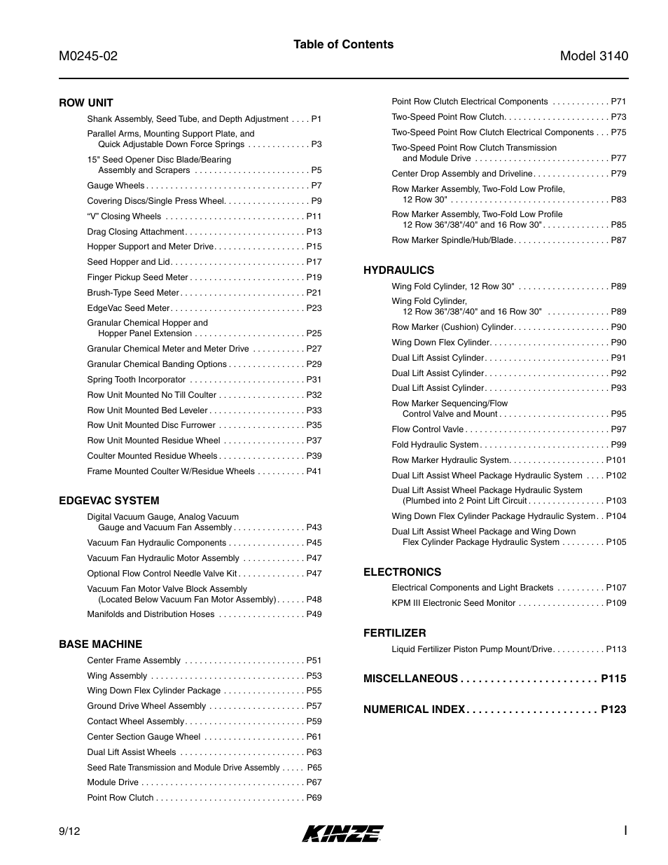 Kinze 3140 Stack Fold Planter Rev. 5/14 User Manual | Page 3 / 136