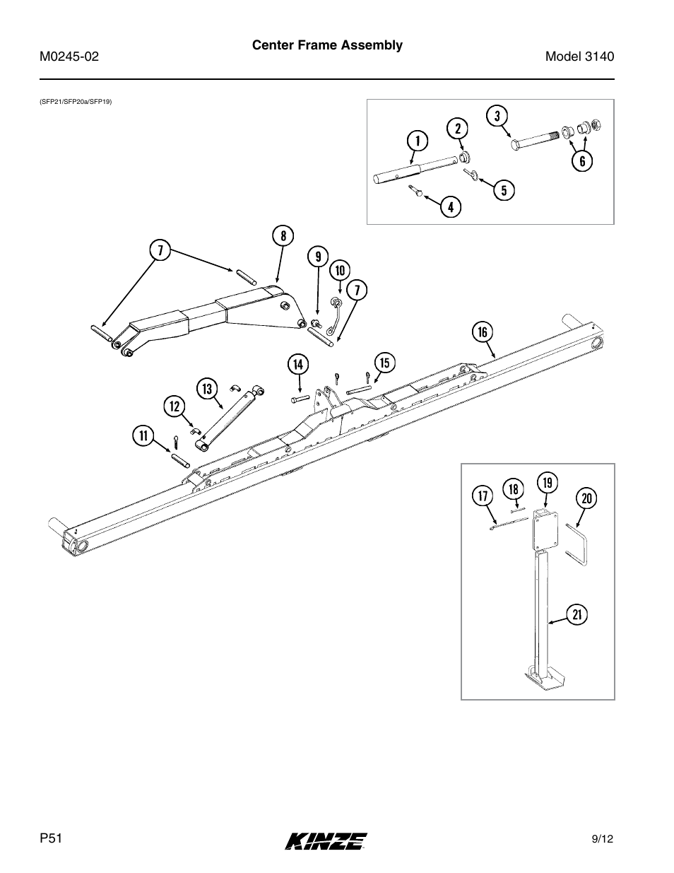 Base machine, Center frame assembly | Kinze 3140 Stack Fold Planter Rev. 5/14 User Manual | Page 54 / 136