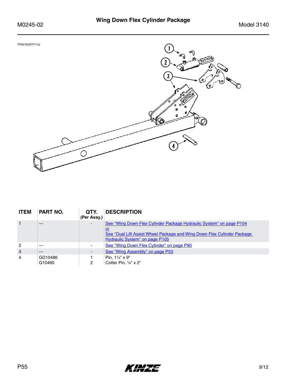 Wing down flex cylinder package | Kinze 3140 Stack Fold Planter Rev. 5/14 User Manual | Page 58 / 136