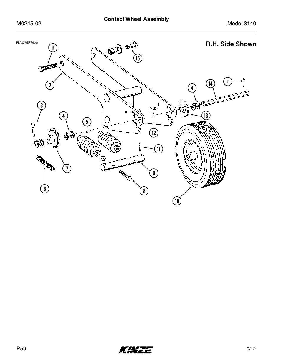 Contact wheel assembly, R .h . side shown | Kinze 3140 Stack Fold Planter Rev. 5/14 User Manual | Page 62 / 136