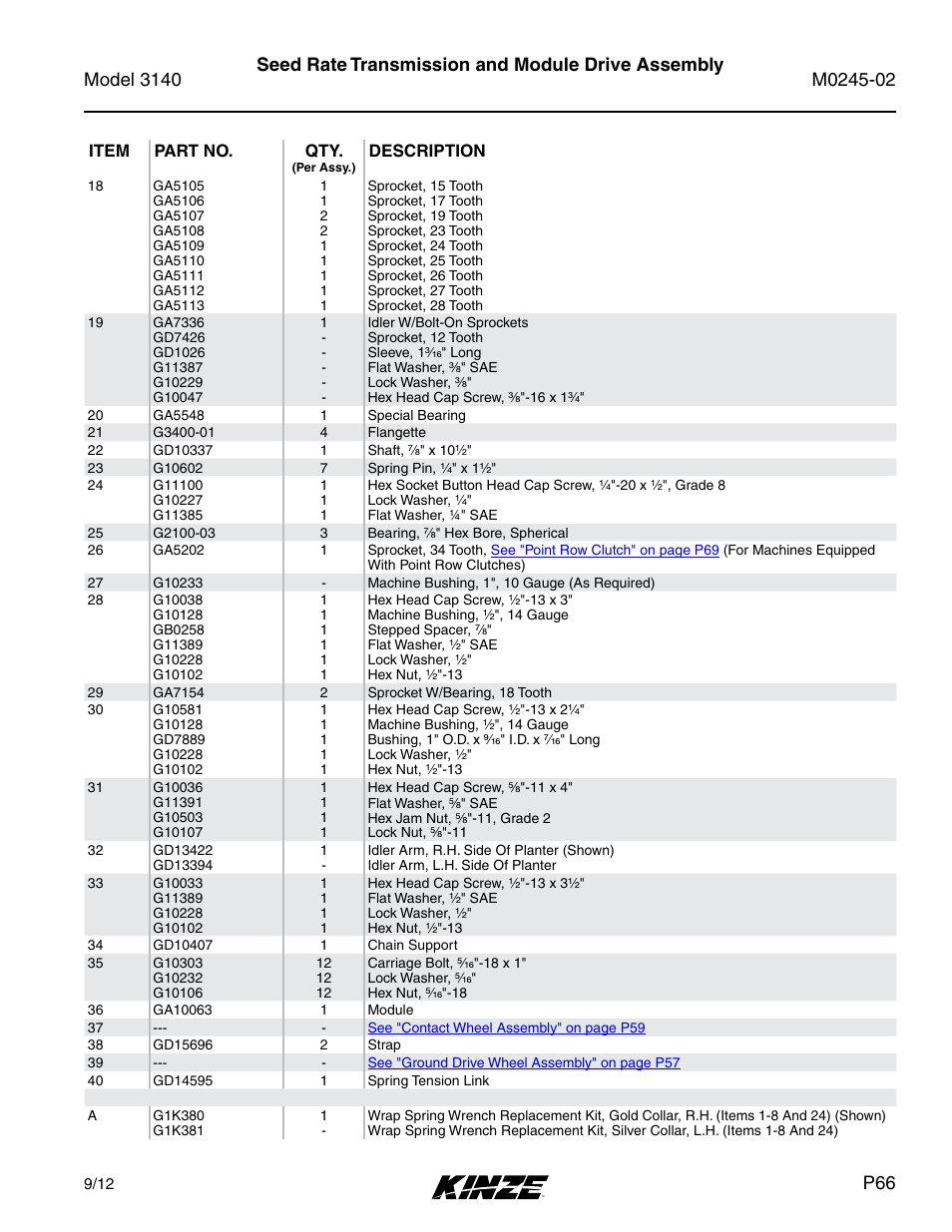 Seed rate transmission and module drive assembly | Kinze 3140 Stack Fold Planter Rev. 5/14 User Manual | Page 69 / 136