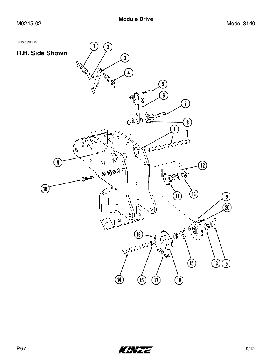 Module drive, R .h . side shown | Kinze 3140 Stack Fold Planter Rev. 5/14 User Manual | Page 70 / 136