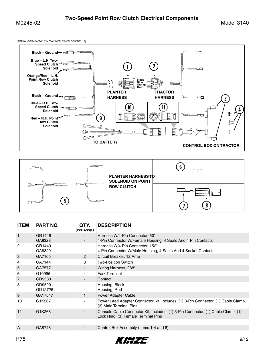 Two-speed point row clutch electrical components | Kinze 3140 Stack Fold Planter Rev. 5/14 User Manual | Page 78 / 136