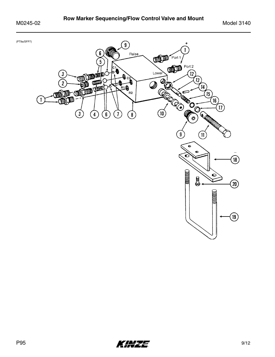 Row marker sequencing/flow control valve and mount | Kinze 3140 Stack Fold Planter Rev. 5/14 User Manual | Page 98 / 136