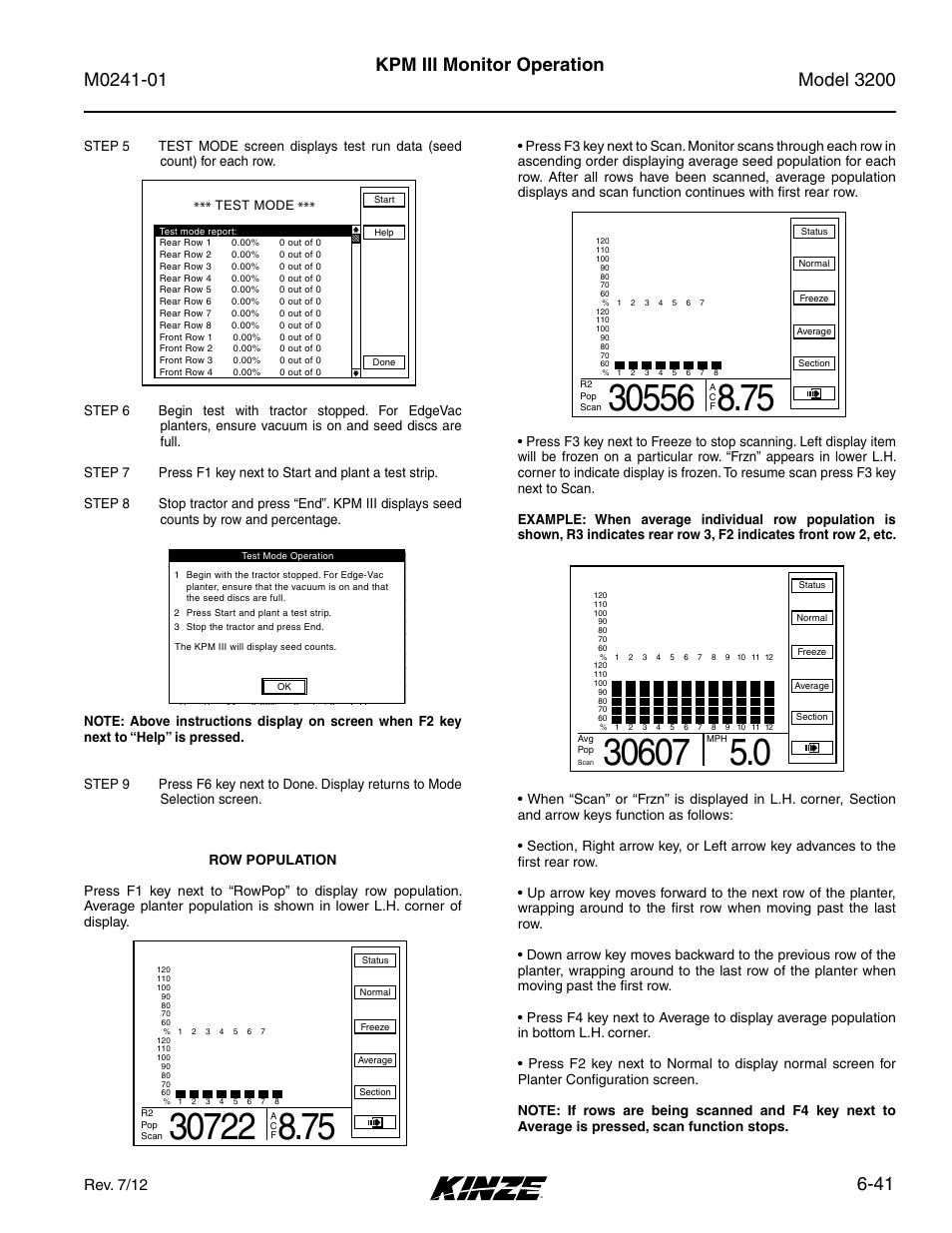 41 kpm iii monitor operation, Rev. 7/12 | Kinze 3200 Wing-Fold Planter Rev. 7/14 User Manual | Page 131 / 192