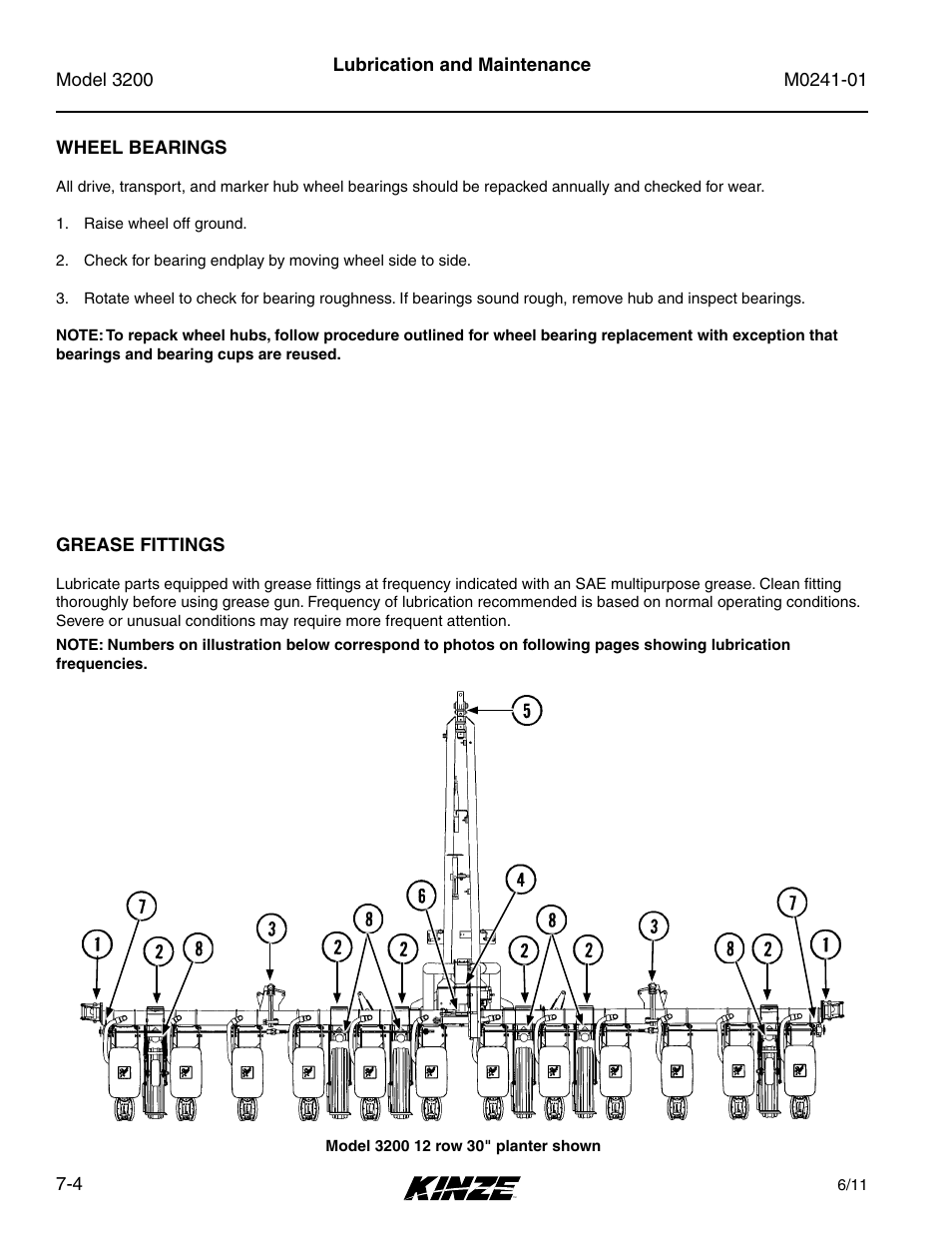 Grease fittings, Grease fittings -4 | Kinze 3200 Wing-Fold Planter Rev. 7/14 User Manual | Page 144 / 192