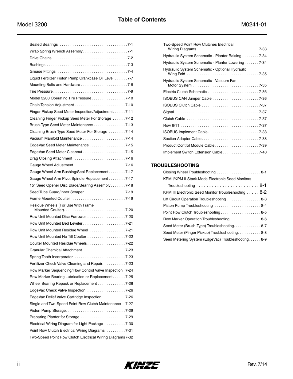 Kinze 3200 Wing-Fold Planter Rev. 7/14 User Manual | Page 8 / 192