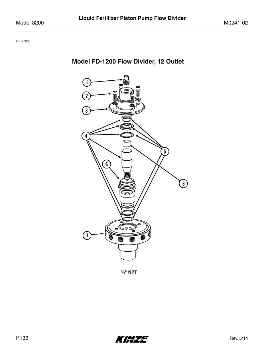 Liquid fertilizer piston pump flow divider | Kinze 3200 Wing-Fold Planter Rev. 5/14 User Manual | Page 136 / 166
