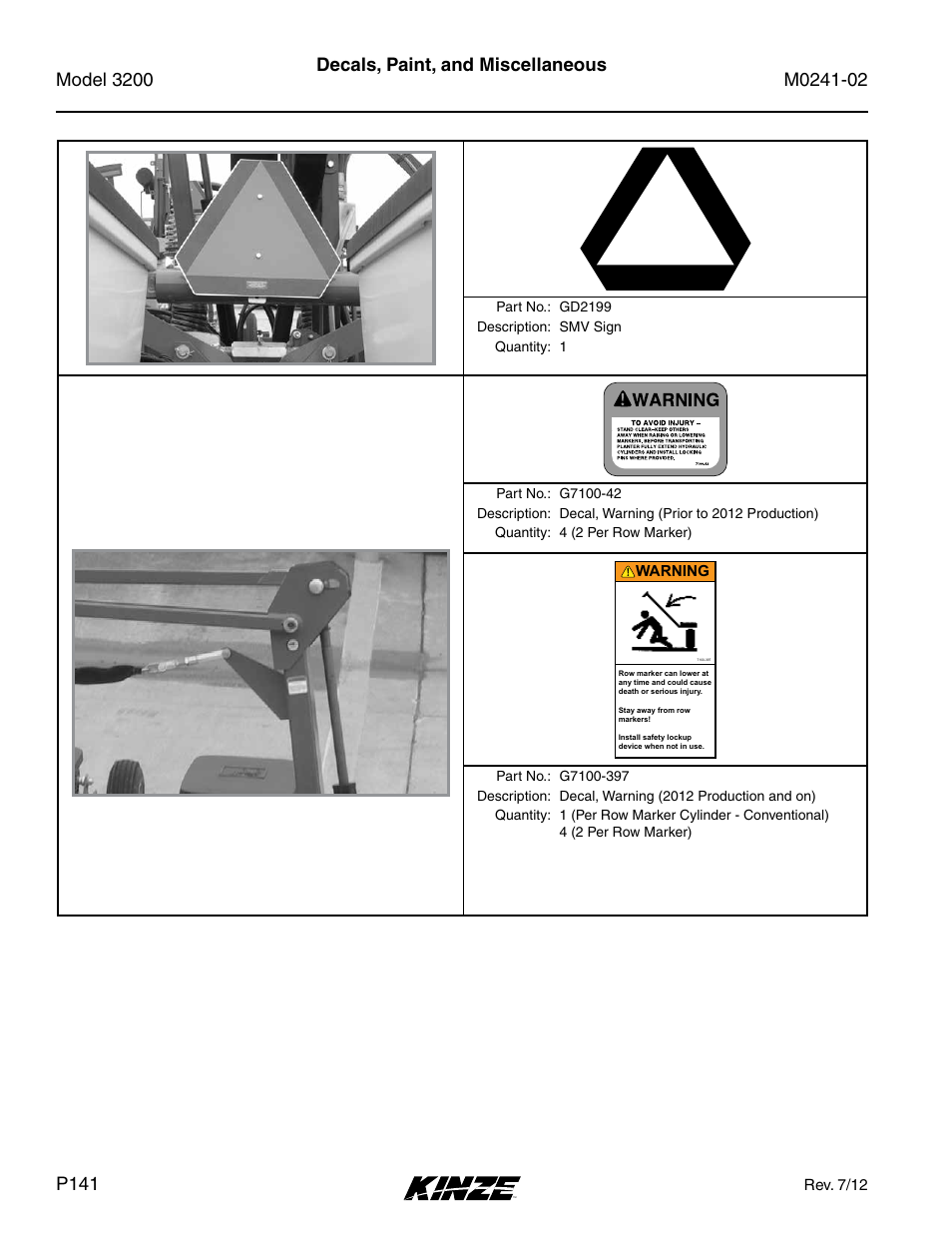 Miscellaneous, Decals, paint, and miscellaneous | Kinze 3200 Wing-Fold Planter Rev. 5/14 User Manual | Page 144 / 166