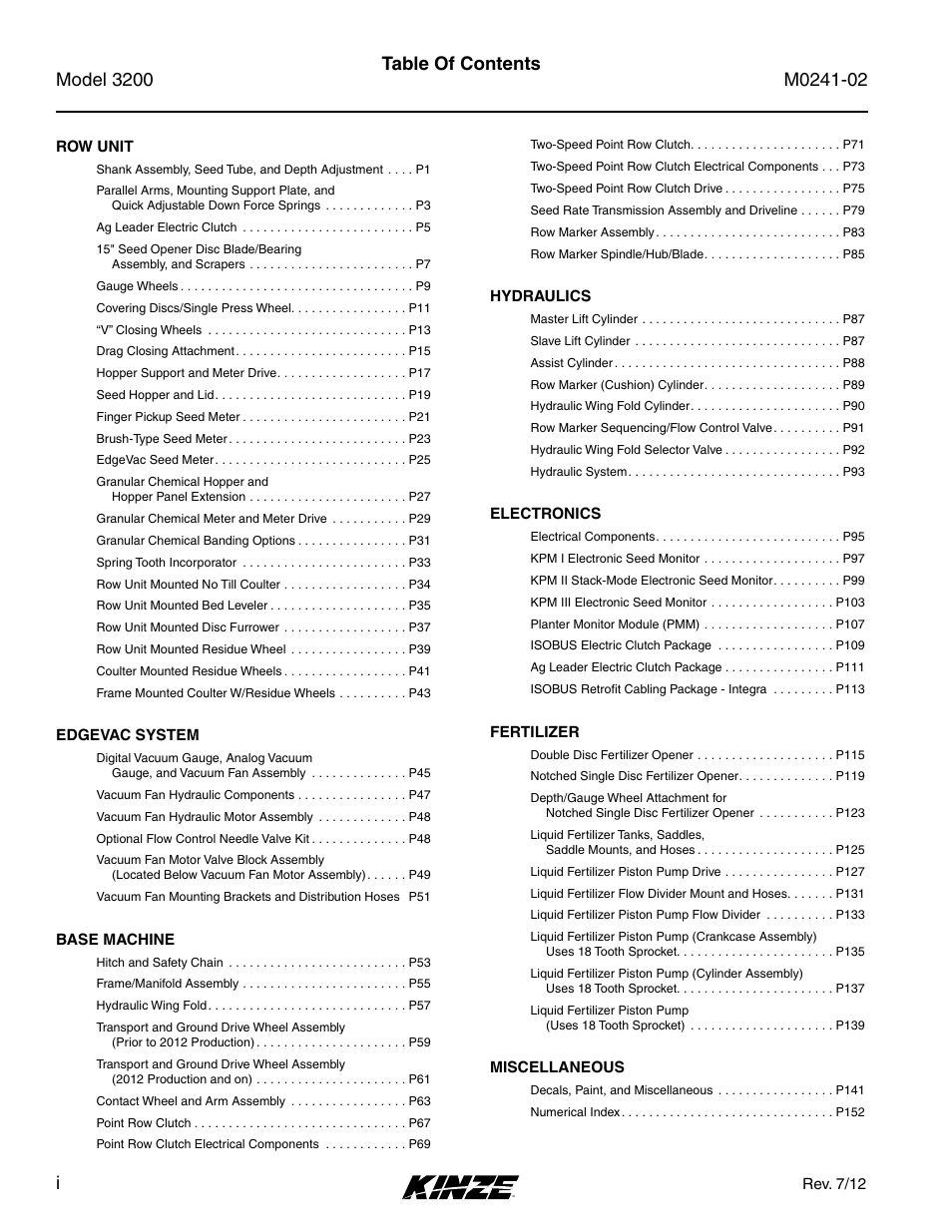 Kinze 3200 Wing-Fold Planter Rev. 5/14 User Manual | Page 2 / 166