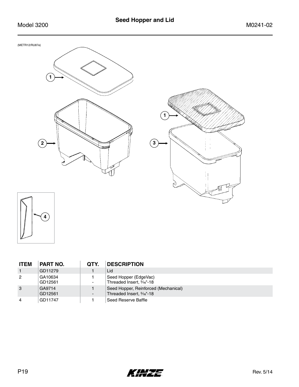 Seed hopper and lid | Kinze 3200 Wing-Fold Planter Rev. 5/14 User Manual | Page 22 / 166