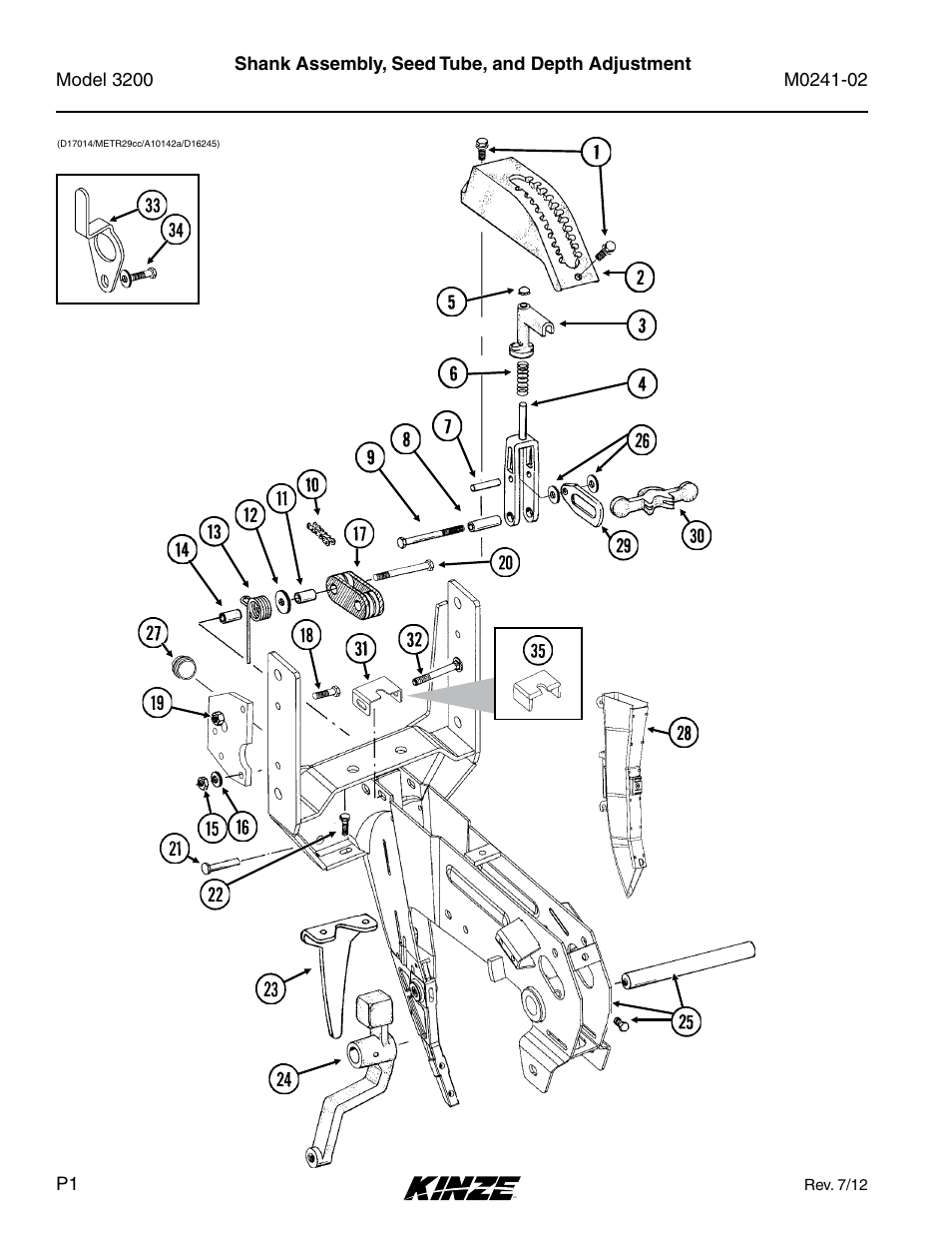 Row unit, Shank assembly, seed tube, and depth adjustment | Kinze 3200 Wing-Fold Planter Rev. 5/14 User Manual | Page 4 / 166