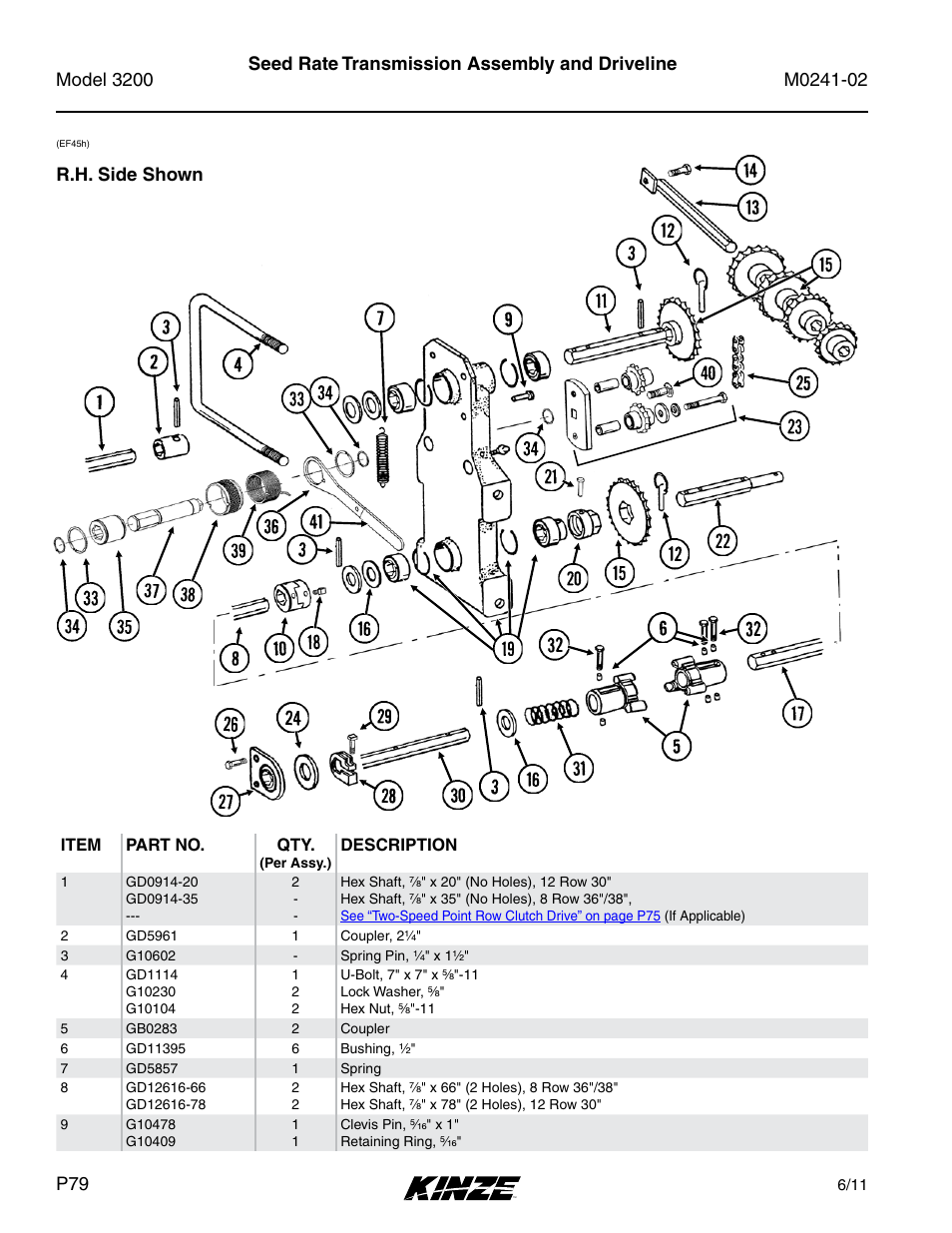 Seed rate transmission assembly and driveline | Kinze 3200 Wing-Fold Planter Rev. 5/14 User Manual | Page 82 / 166