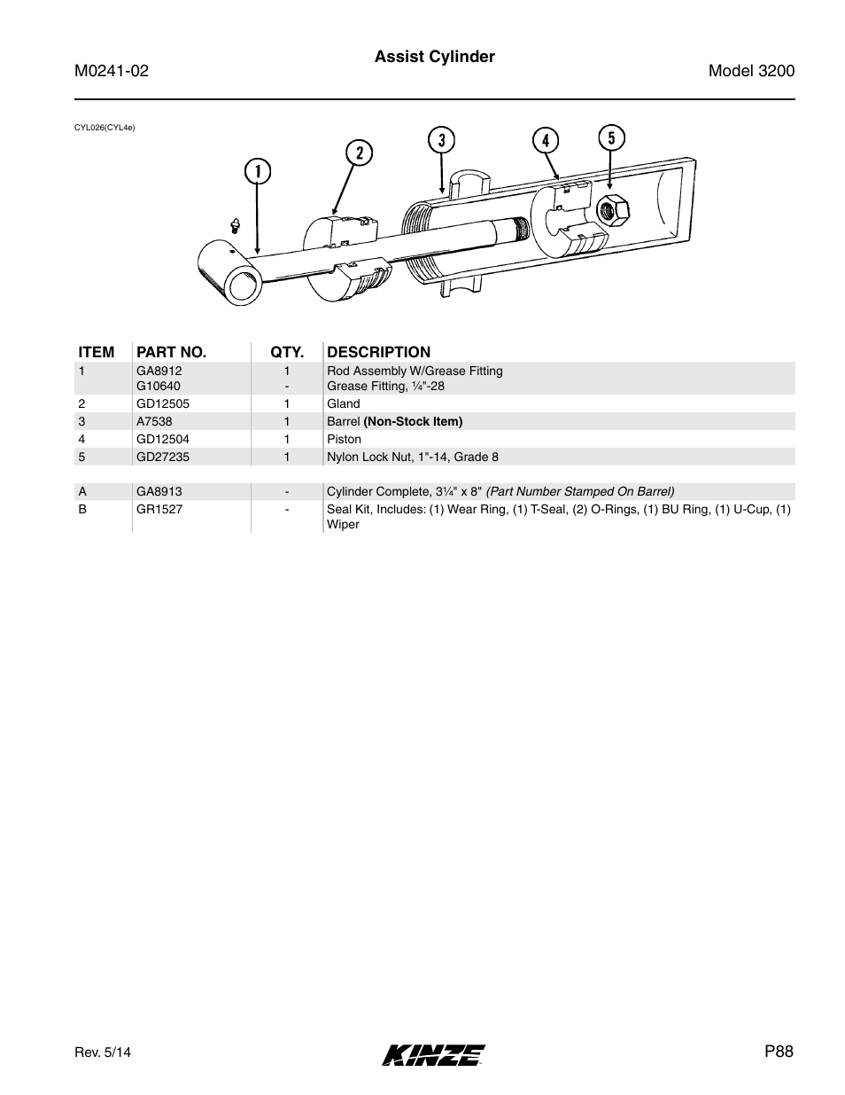 Assist cylinder | Kinze 3200 Wing-Fold Planter Rev. 5/14 User Manual | Page 91 / 166