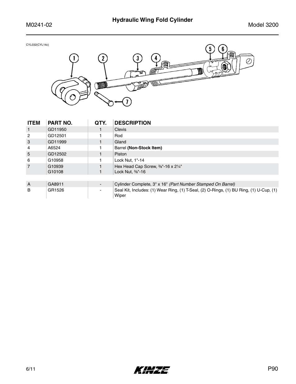 Hydraulic wing fold cylinder | Kinze 3200 Wing-Fold Planter Rev. 5/14 User Manual | Page 93 / 166