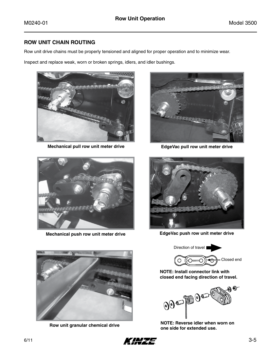 Row unit chain routing, Row unit chain routing -5 | Kinze 3500 Lift and Rotate Planter Rev. 7/14 User Manual | Page 39 / 140