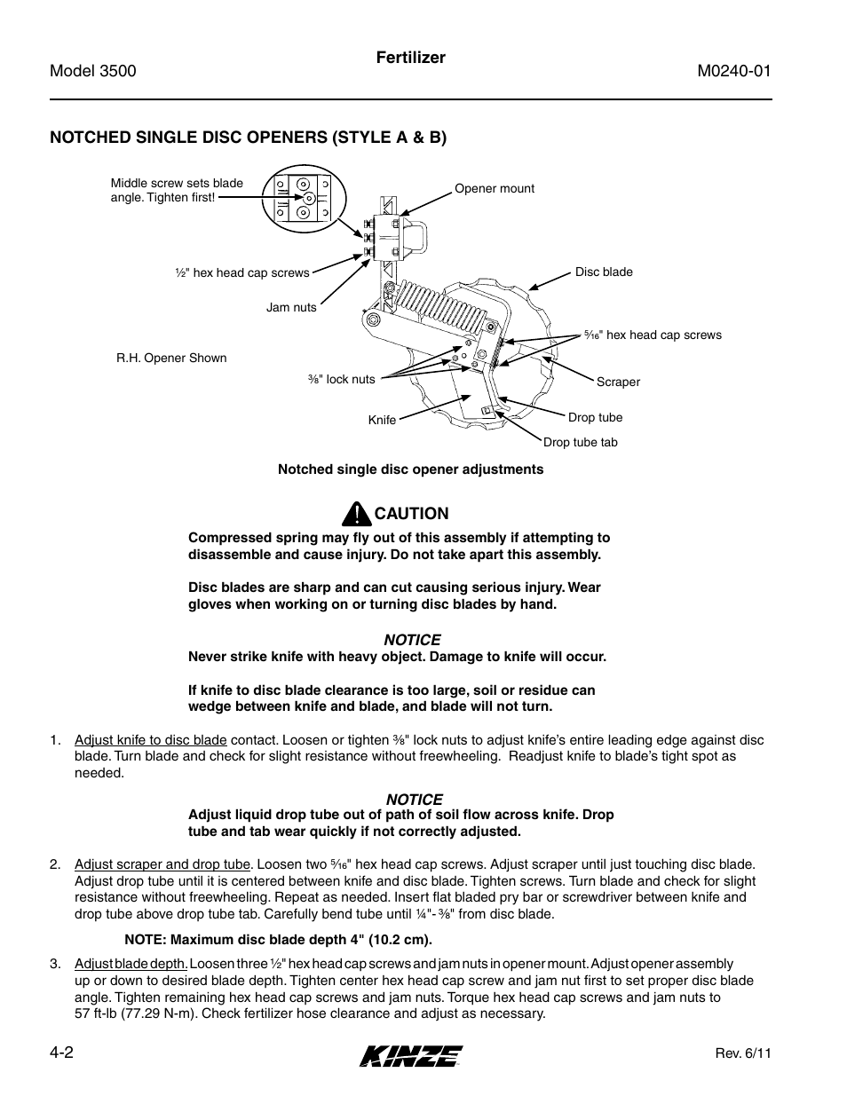 Notched single disc openers (style a & b), Notched single disc openers (style a & b) -2 | Kinze 3500 Lift and Rotate Planter Rev. 7/14 User Manual | Page 62 / 140