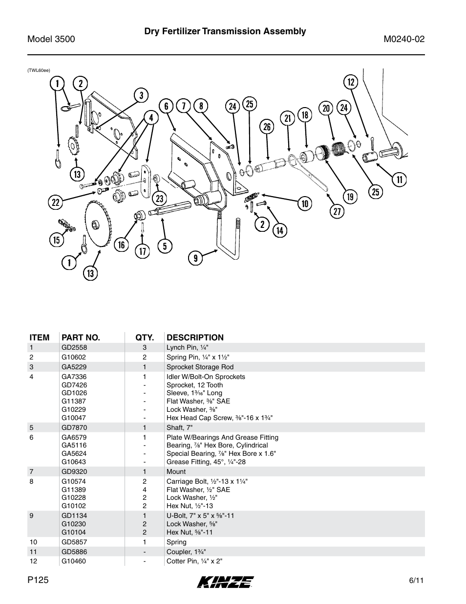 Dry fertilizer transmission assembly | Kinze 3500 Lift and Rotate Planter Rev. 5/14 User Manual | Page 128 / 182