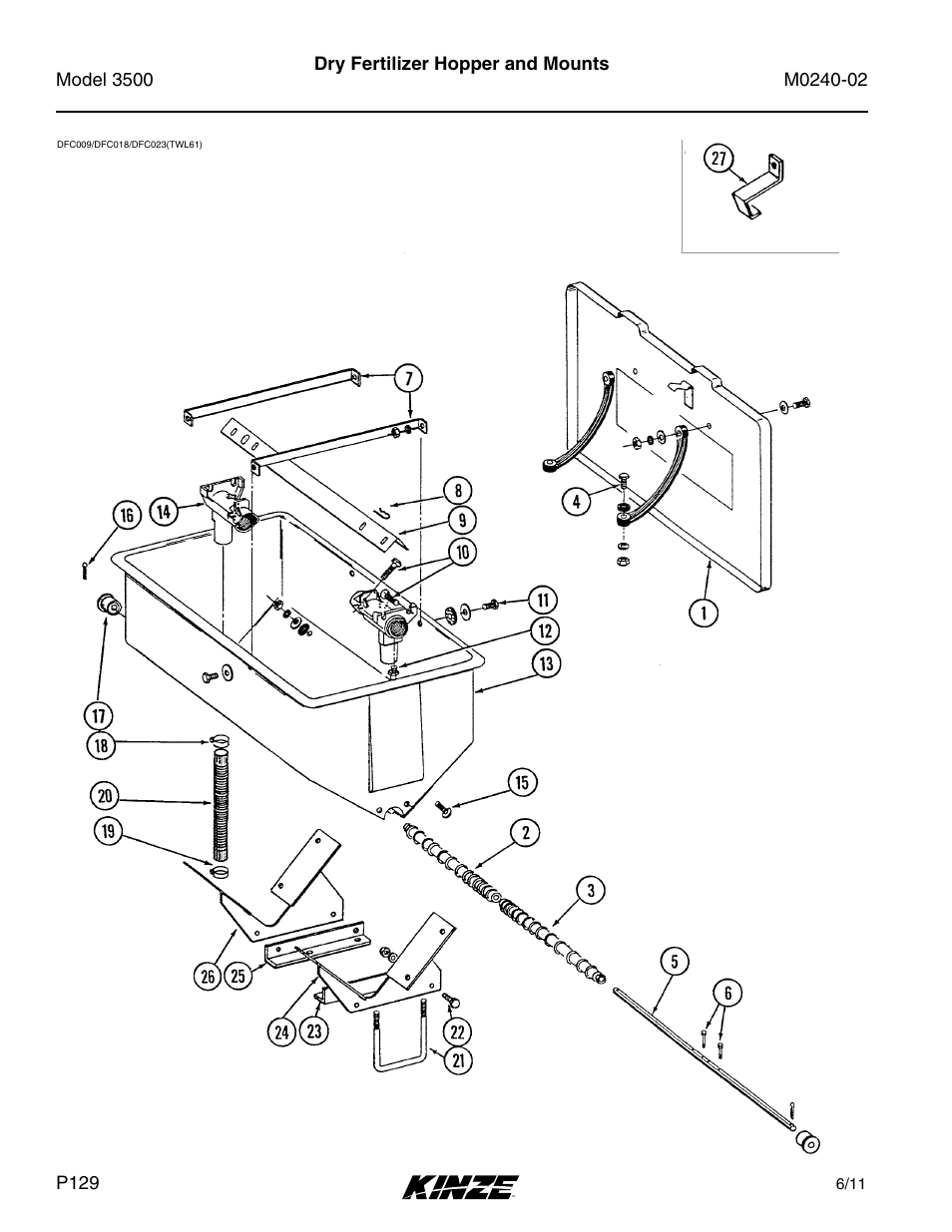 Dry fertilizer hopper and mounts | Kinze 3500 Lift and Rotate Planter Rev. 5/14 User Manual | Page 132 / 182