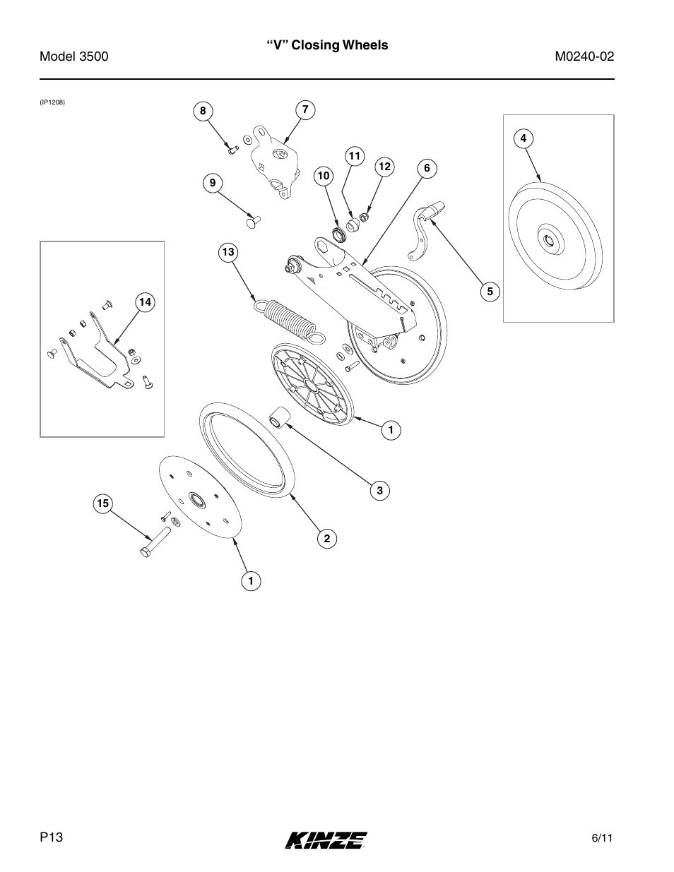V” closing wheels | Kinze 3500 Lift and Rotate Planter Rev. 5/14 User Manual | Page 16 / 182