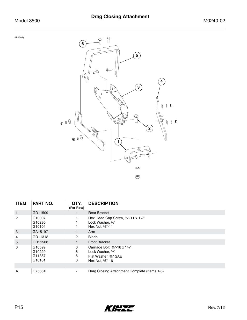 Drag closing attachment | Kinze 3500 Lift and Rotate Planter Rev. 5/14 User Manual | Page 18 / 182