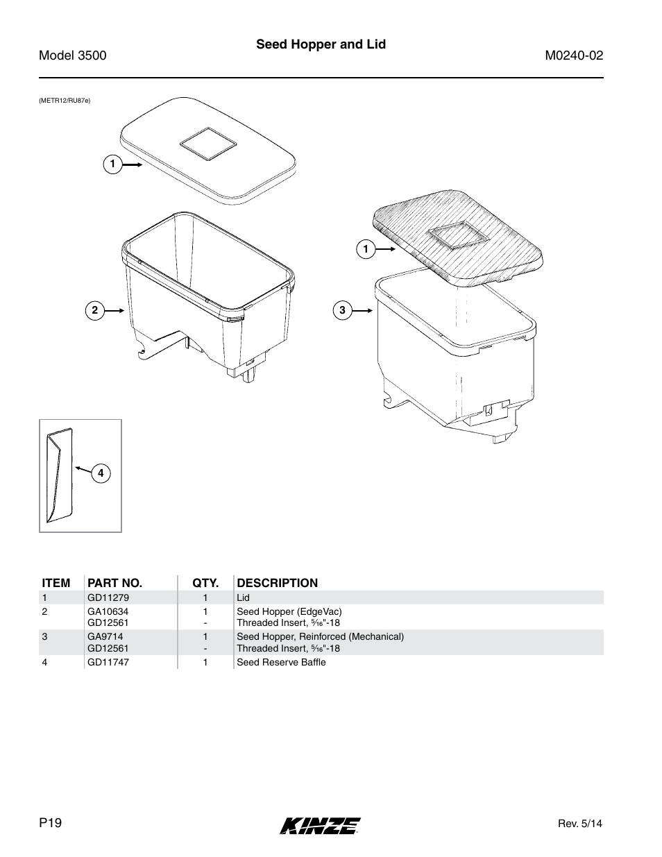 Seed hopper and lid | Kinze 3500 Lift and Rotate Planter Rev. 5/14 User Manual | Page 22 / 182