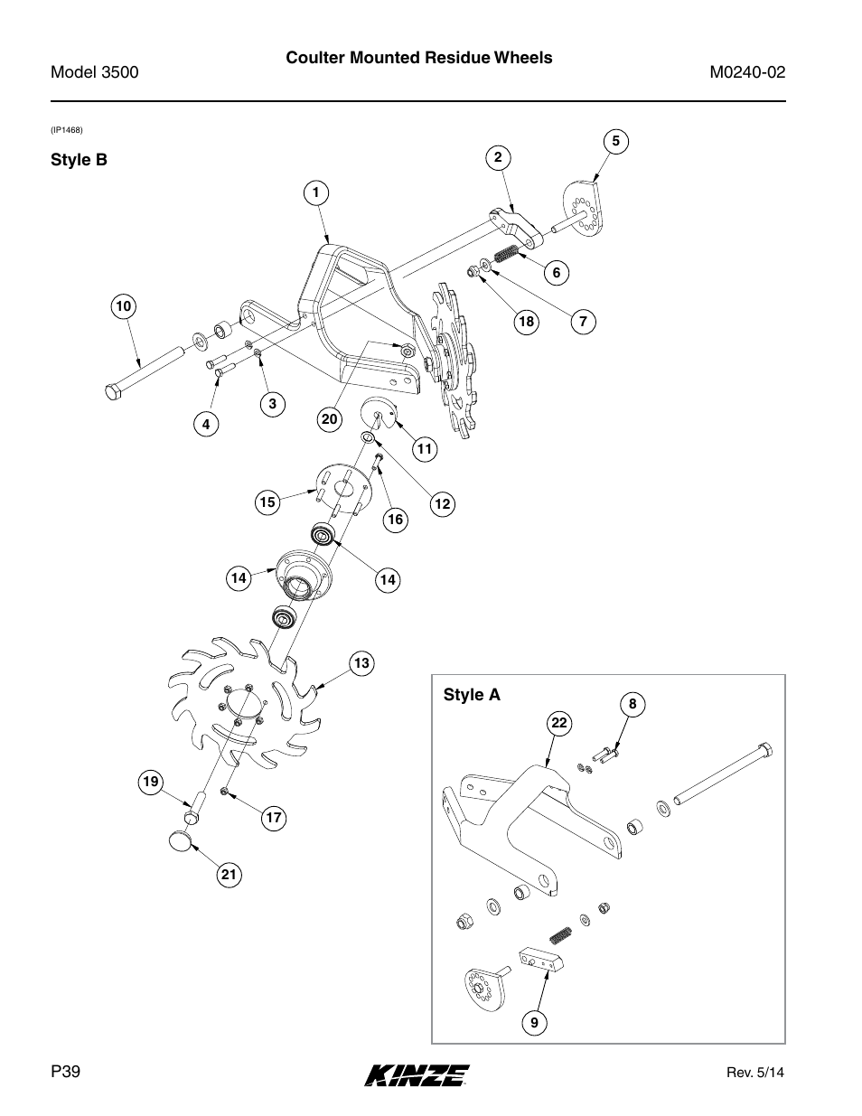 Coulter mounted residue wheels | Kinze 3500 Lift and Rotate Planter Rev. 5/14 User Manual | Page 42 / 182