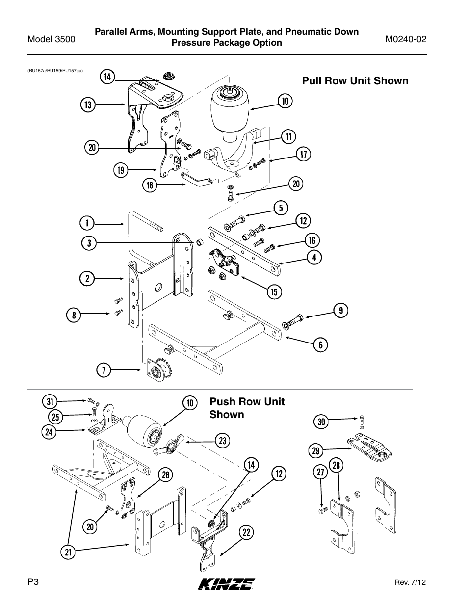 Push row unit shown pull row unit shown | Kinze 3500 Lift and Rotate Planter Rev. 5/14 User Manual | Page 6 / 182