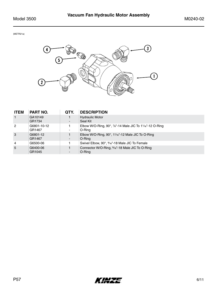 Vacuum fan hydraulic motor assembly | Kinze 3500 Lift and Rotate Planter Rev. 5/14 User Manual | Page 60 / 182