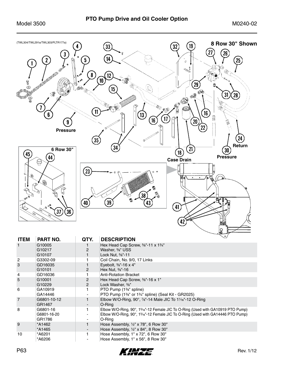 Pto pump drive and oil cooler option, 8 row 30" shown | Kinze 3500 Lift and Rotate Planter Rev. 5/14 User Manual | Page 66 / 182