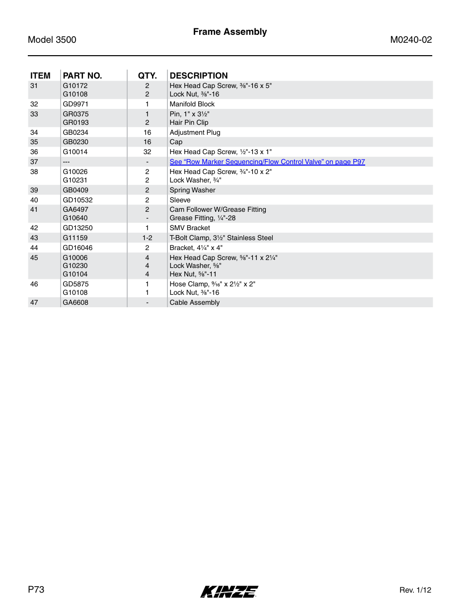 Frame assembly | Kinze 3500 Lift and Rotate Planter Rev. 5/14 User Manual | Page 76 / 182