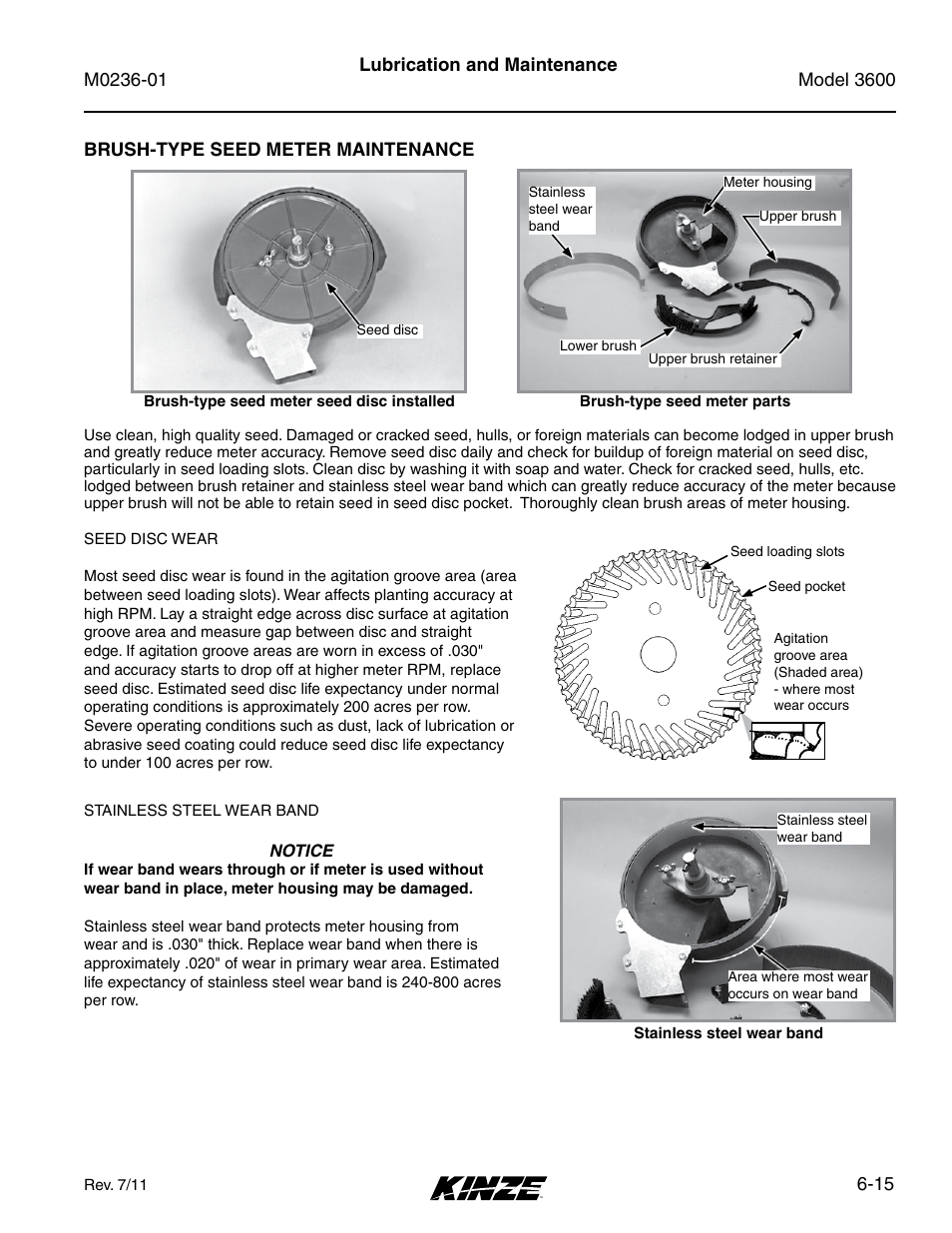 Brush-type seed meter maintenance, Brush-type seed meter maintenance -15 | Kinze 3600 Lift and Rotate Planter Rev. 7/14 User Manual | Page 123 / 172