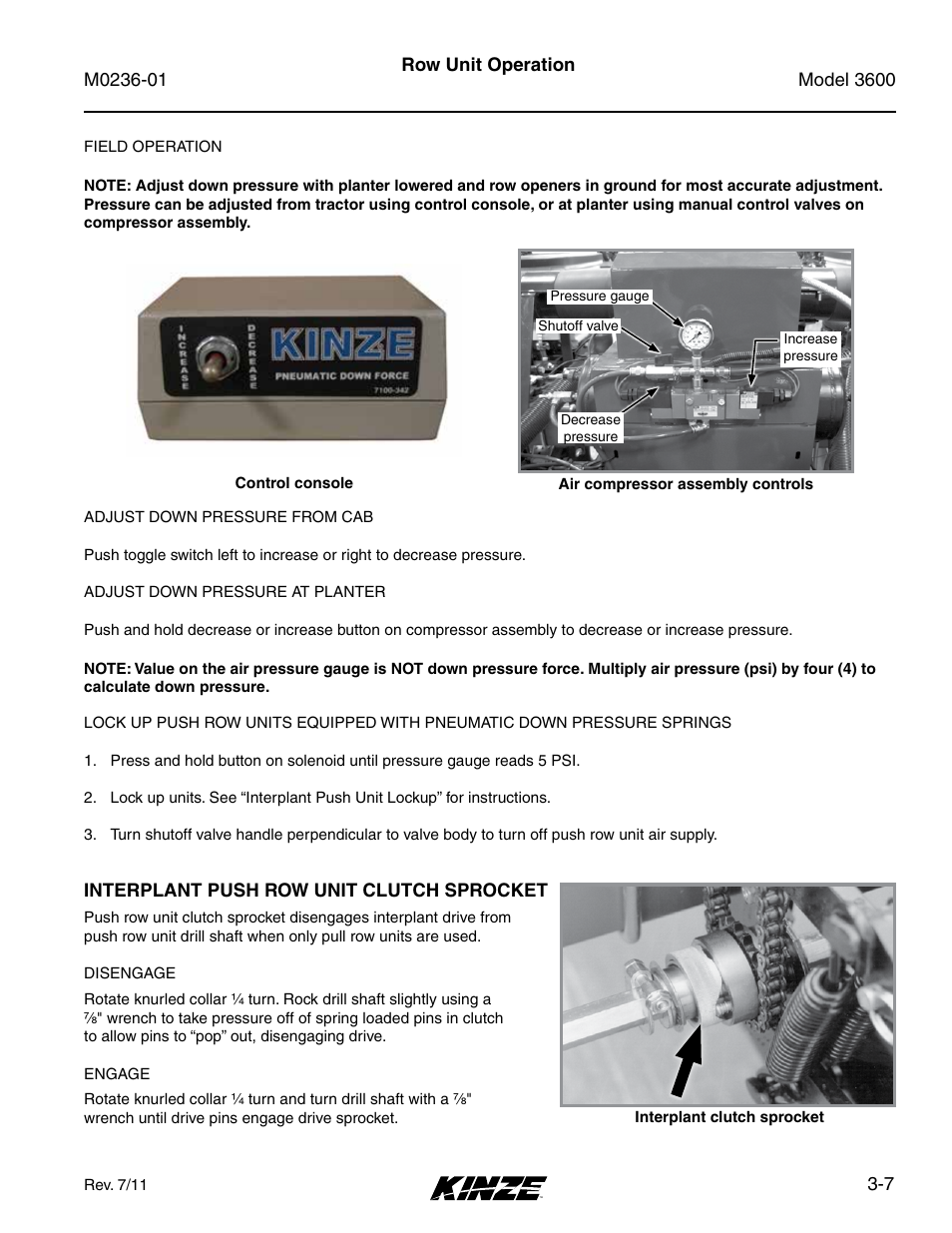 Interplant push row unit clutch sprocket, Interplant push row unit clutch sprocket -7 | Kinze 3600 Lift and Rotate Planter Rev. 7/14 User Manual | Page 51 / 172