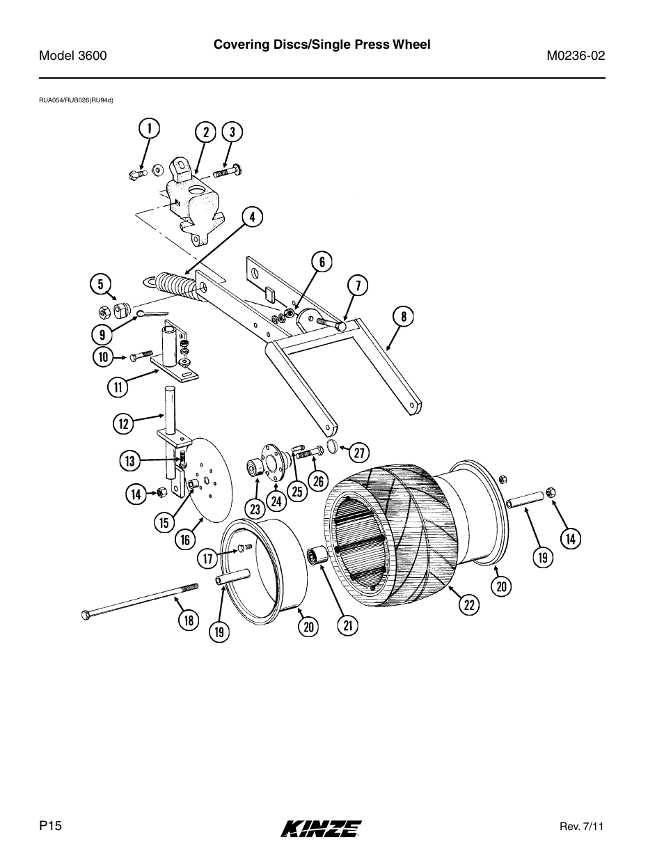 Covering discs/single press wheel | Kinze 3600 Lift and Rotate Planter Rev. 5/14 User Manual | Page 18 / 302