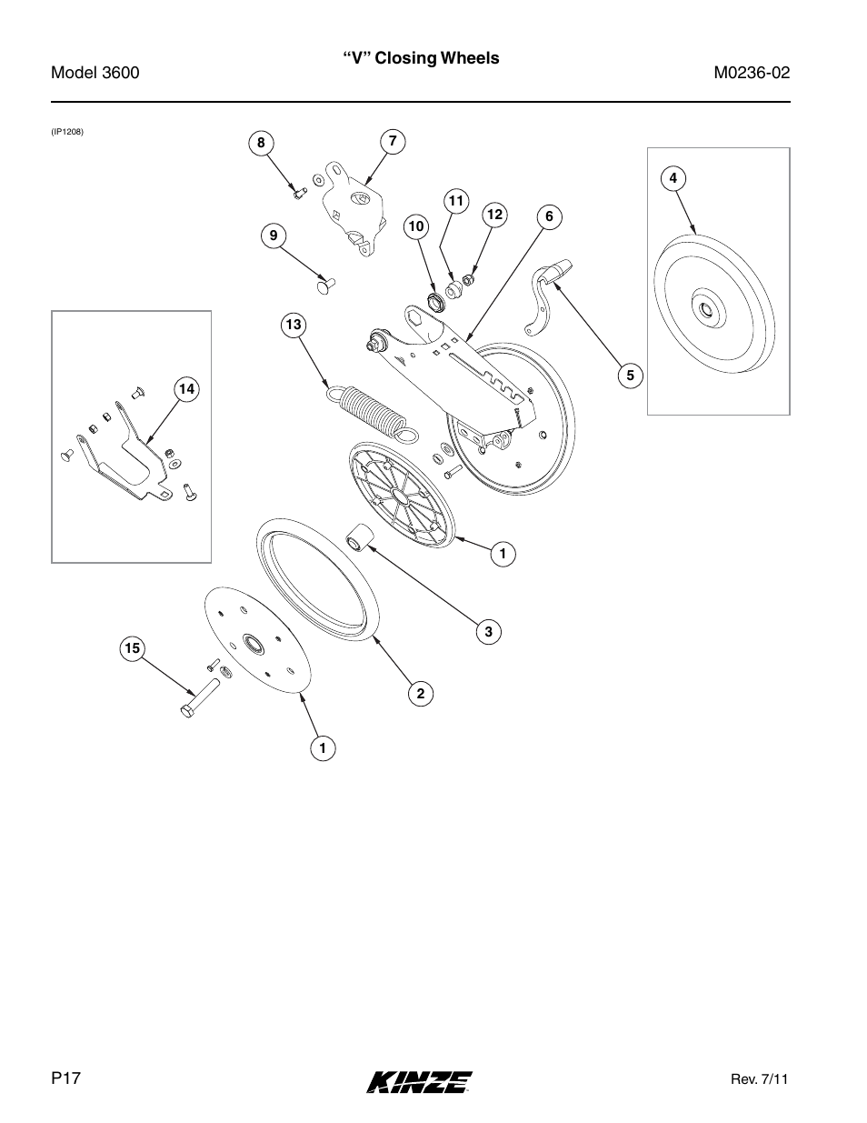 V” closing wheels | Kinze 3600 Lift and Rotate Planter Rev. 5/14 User Manual | Page 20 / 302