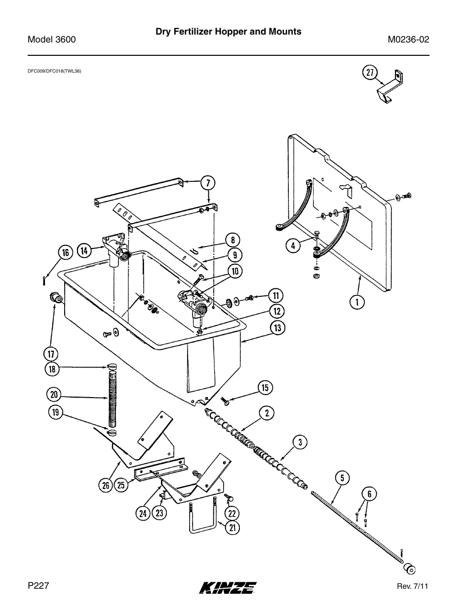 Dry fertilizer hopper and mounts | Kinze 3600 Lift and Rotate Planter Rev. 5/14 User Manual | Page 230 / 302