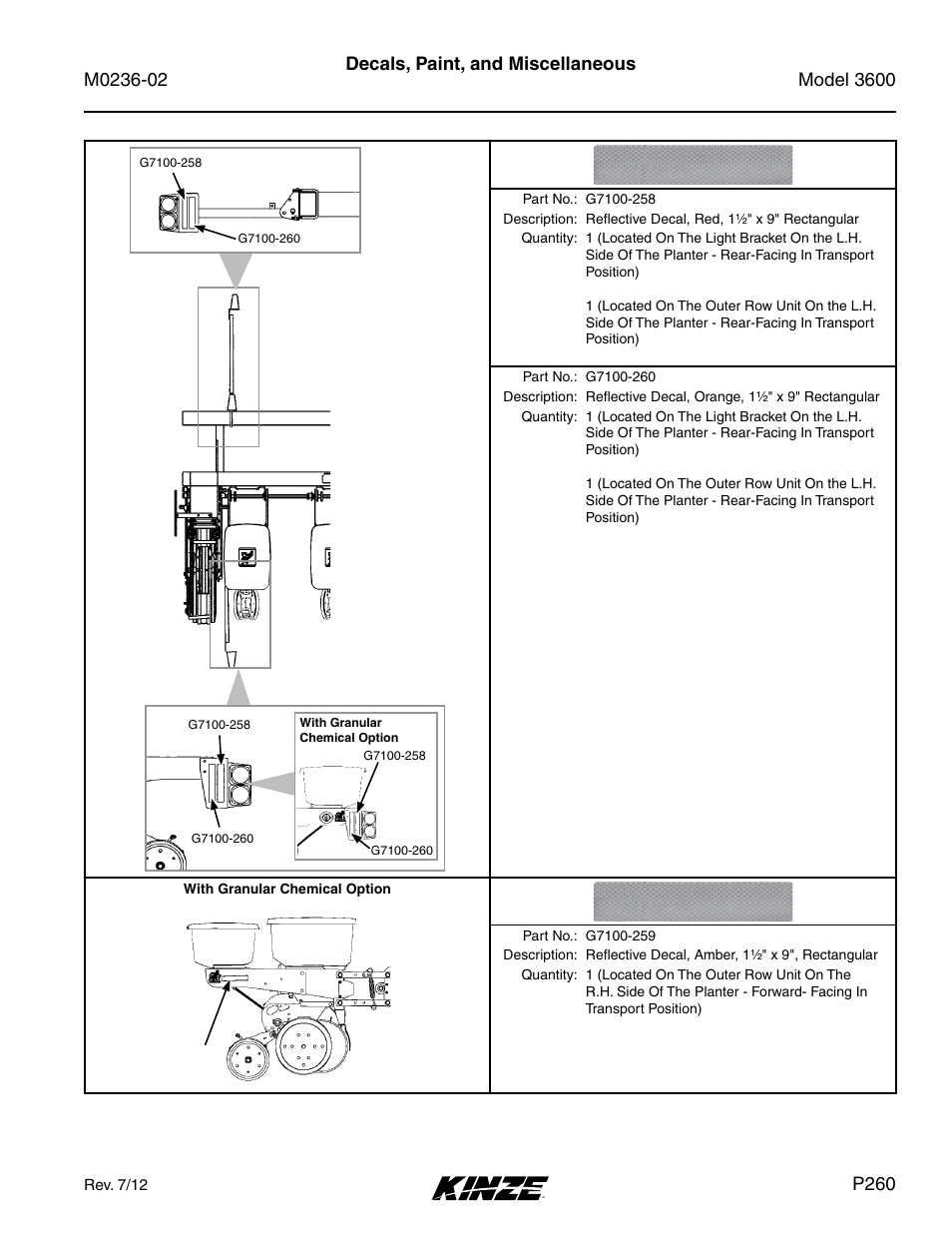 P260 | Kinze 3600 Lift and Rotate Planter Rev. 5/14 User Manual | Page 263 / 302