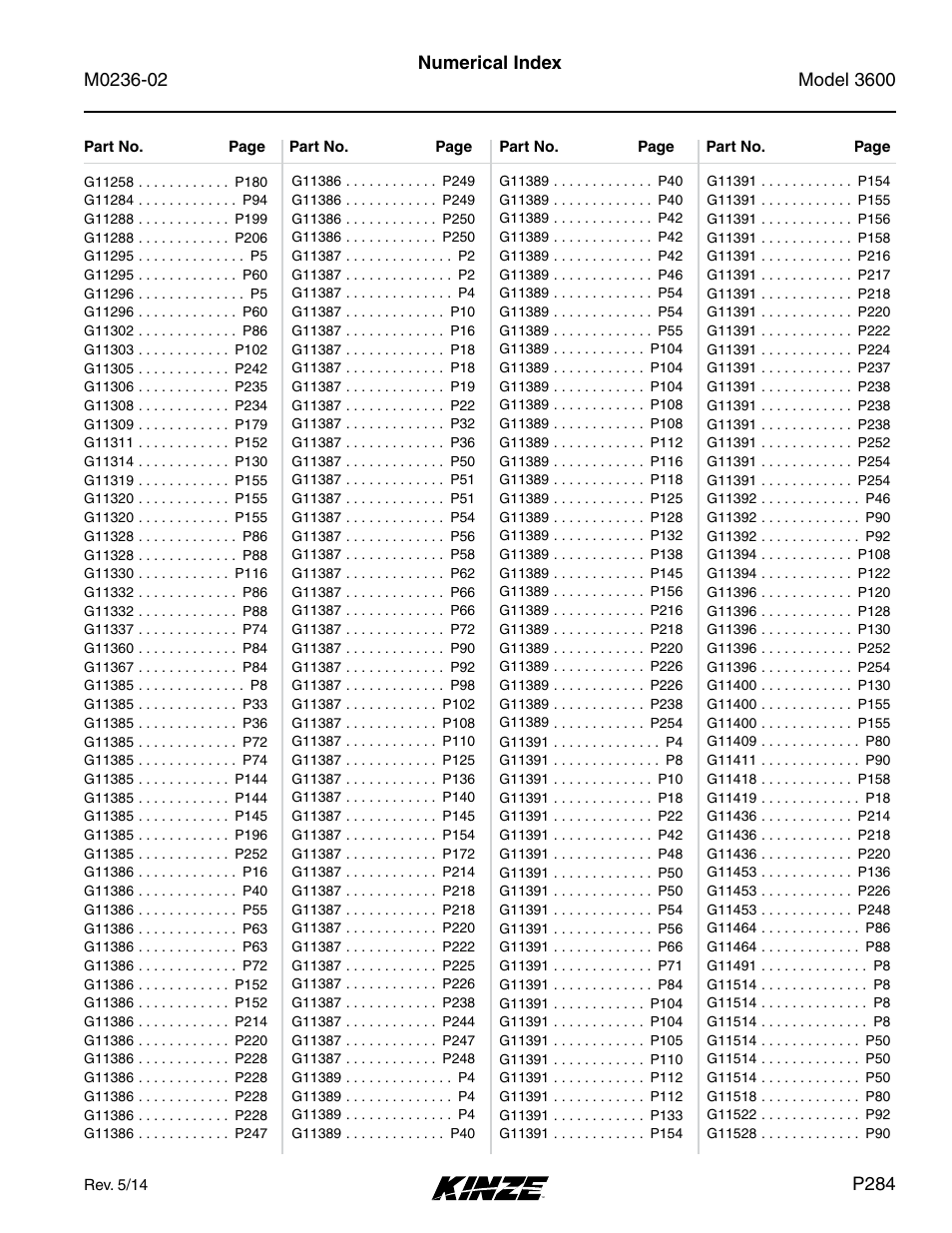 Kinze 3600 Lift and Rotate Planter Rev. 5/14 User Manual | Page 287 / 302