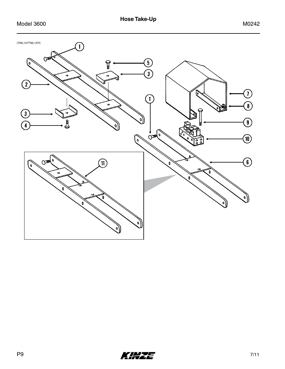 Hose take-up | Kinze 3600 Lift and Rotate Planter Rev. 6/14 User Manual | Page 12 / 40