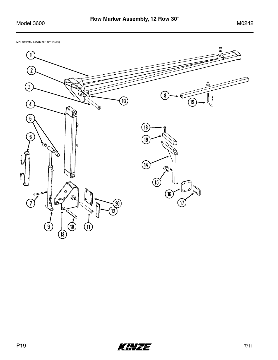 Row marker assembly, 12 row 30 | Kinze 3600 Lift and Rotate Planter Rev. 6/14 User Manual | Page 22 / 40