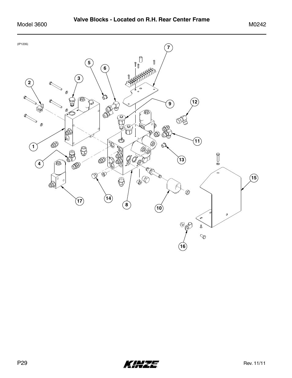 Valve blocks - located on r.h. rear center frame | Kinze 3600 Lift and Rotate Planter Rev. 6/14 User Manual | Page 32 / 40