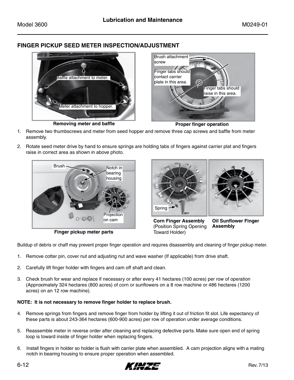 Finger pickup seed meter inspection/adjustment, Finger pickup seed meter inspection/adjustment -12 | Kinze 3600 Lift and Rotate Planter (70 CM) Rev. 5/14 User Manual | Page 116 / 158